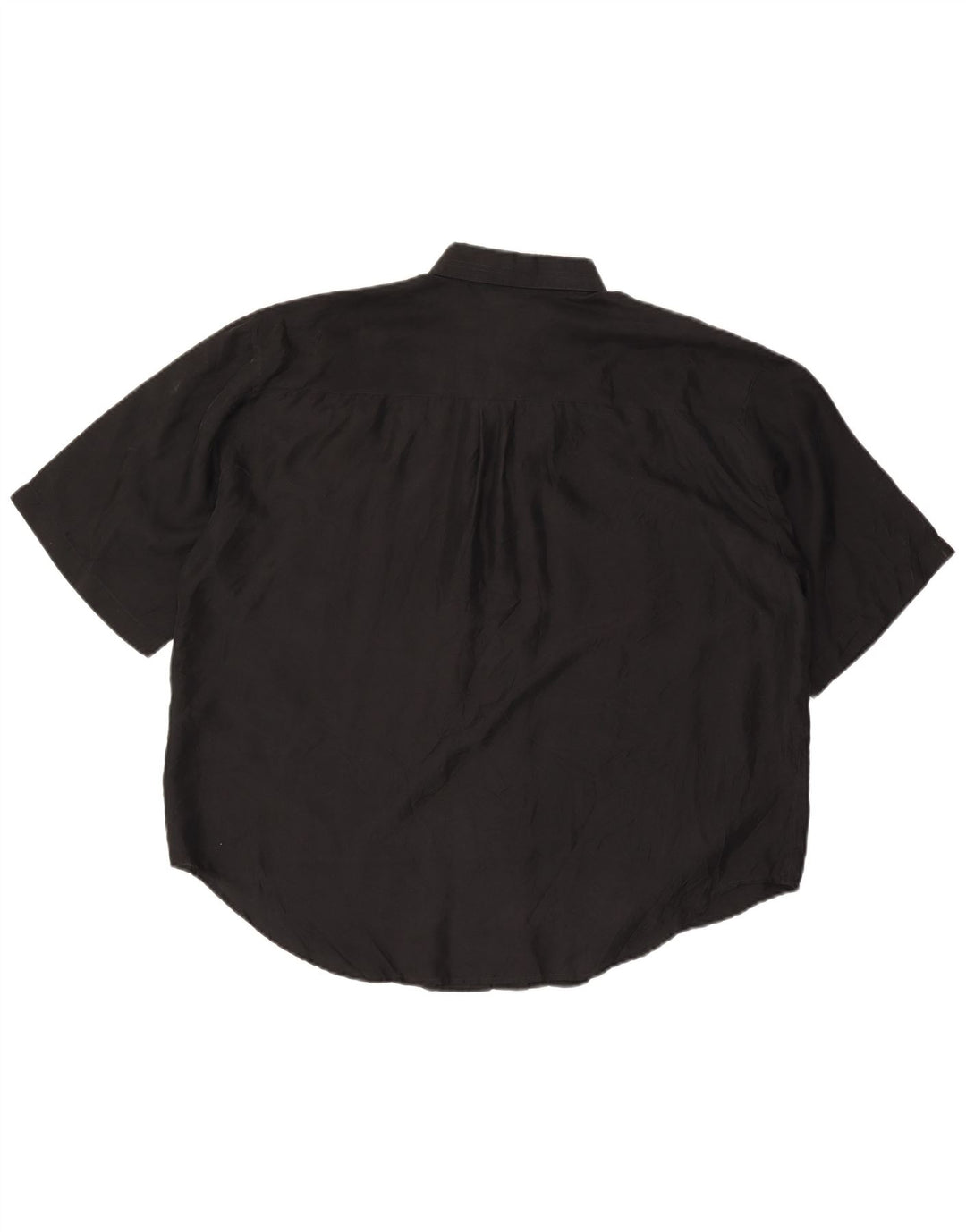 Miss Joy Damen-Kurzarm-Oversize-Hemd IT 46 Large aus schwarzer Seide