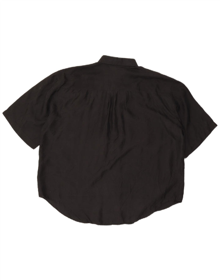 Miss Joy Damen-Kurzarm-Oversize-Hemd IT 46 Large aus schwarzer Seide