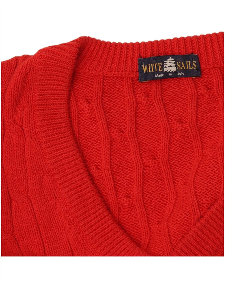 White Sails Herren-Pullover mit V-Ausschnitt, Größe L, Orange