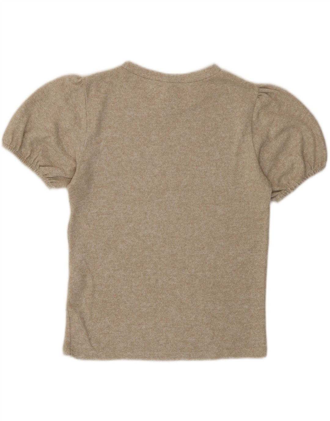 Zara Damen T-Shirt Top UK 12 Mittelbeige meliert Viskose