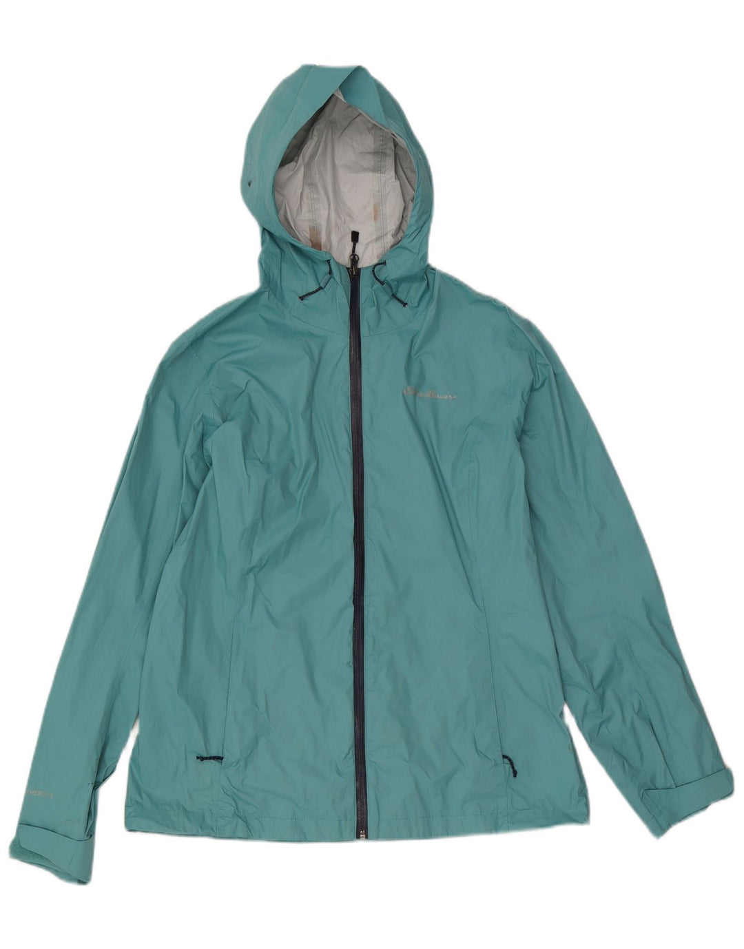 Eddie Bauer Damen-Regenjacke mit Kapuze, UK 14, mittelblaues Nylon