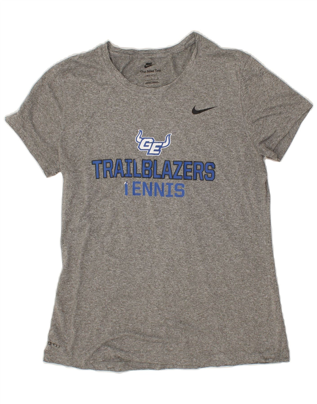 NIKE Womens Dri Fit Graphic T-Shirt Top UK 14 Large Grey Polyester Vintage Nike and Second-Hand Nike from Messina Hembry 