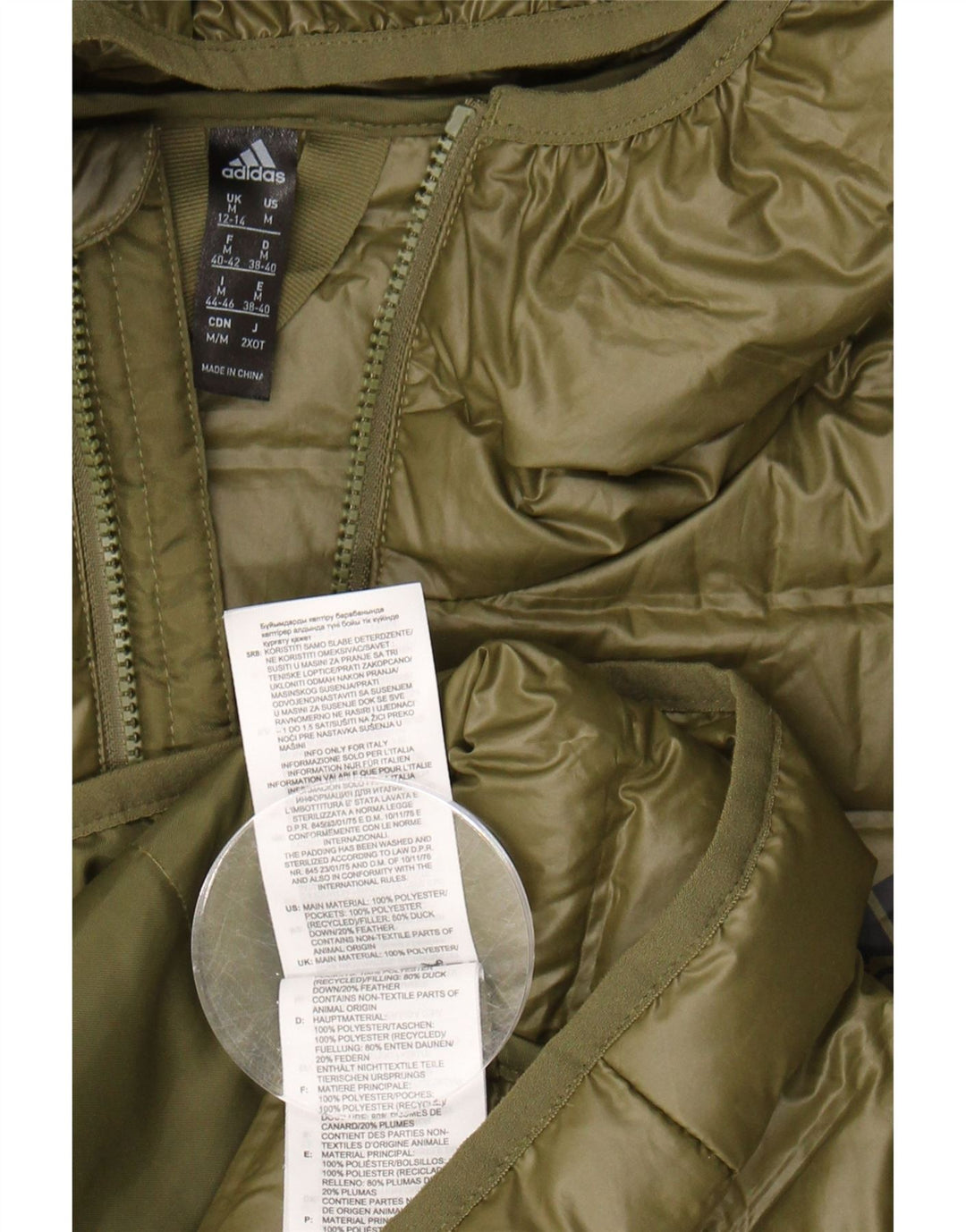 ADIDAS Womens Hooded Padded Jacket UK 12/14 Medium Green Polyester Vintage Adidas and Second-Hand Adidas from Messina Hembry 