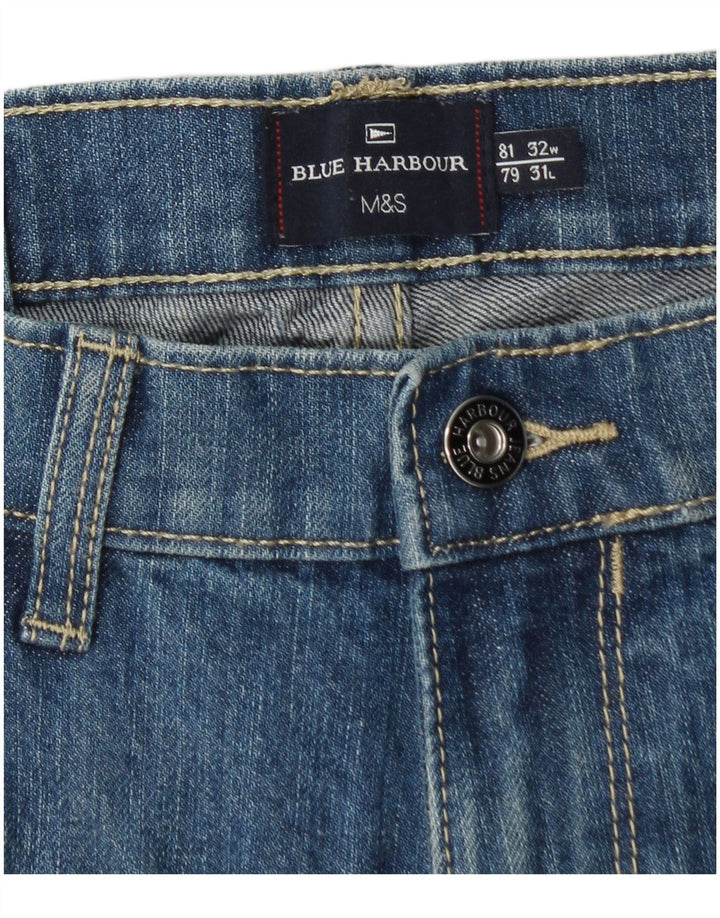 Marks & Spencer Herren Blue Harbor Straight Jeans W32 L31 Blaue Baumwolle