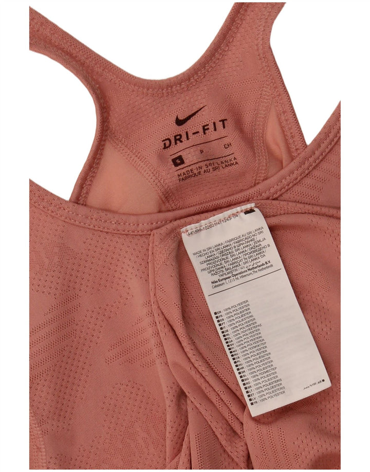 NIKE Womens Dri Fit Crop Vest Top UK 10 Small Pink Polyester