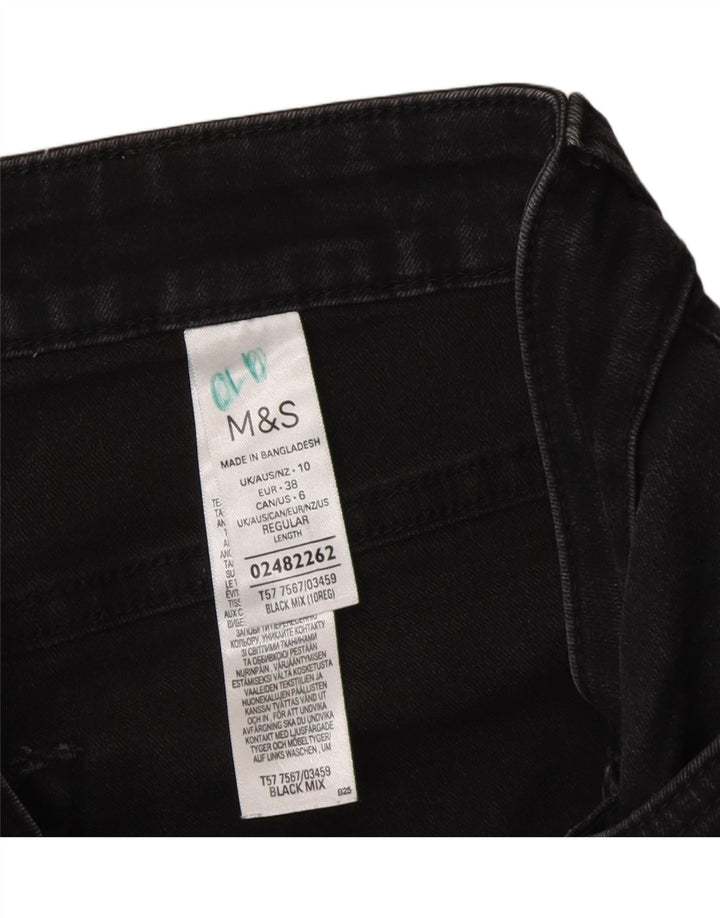 Marks & Spencer Damen Schlagjeans UK 10 Small W26 L30 Graue Baumwolle