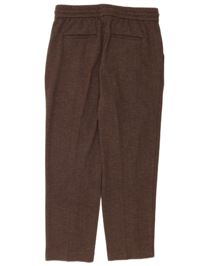 Reiss Damen-Trainingshose, UK 12, mittelbraune Fischgräten-Baumwolle