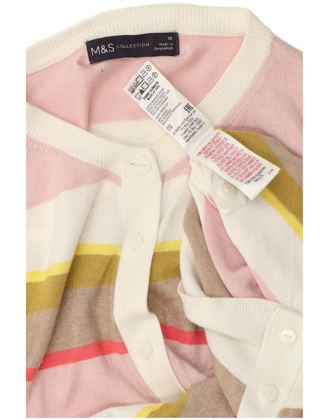 MARKS & SPENCER Damen-Strickjacke, Gr. 10, klein, mehrfarbig, gestreift