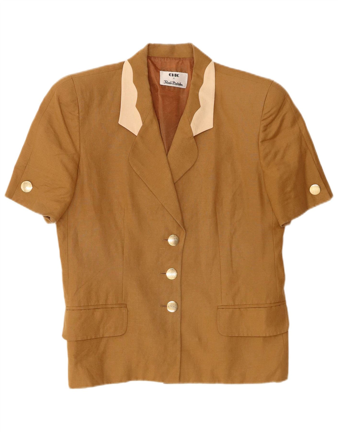 Renato Balestra Damen 3-Knopf-Blazerjacke UK 12 Mittelbeige