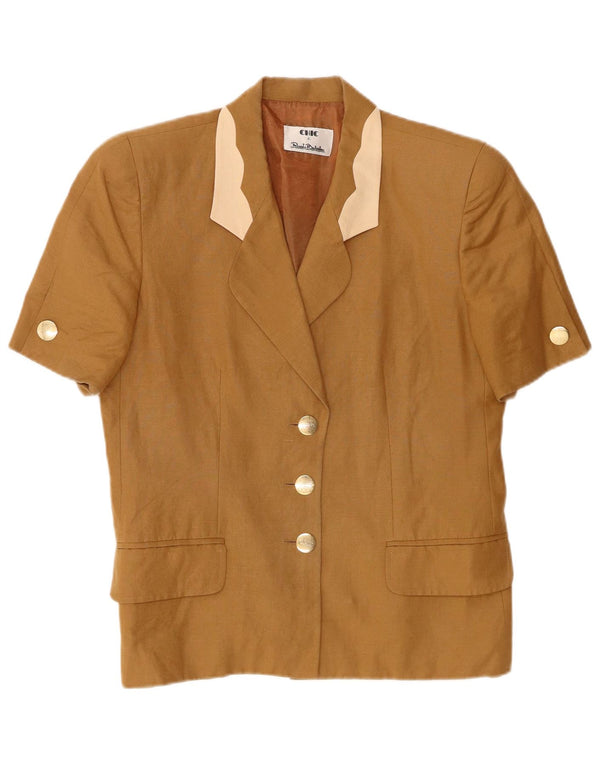 Renato Balestra Damen 3-Knopf-Blazerjacke UK 12 Mittelbeige