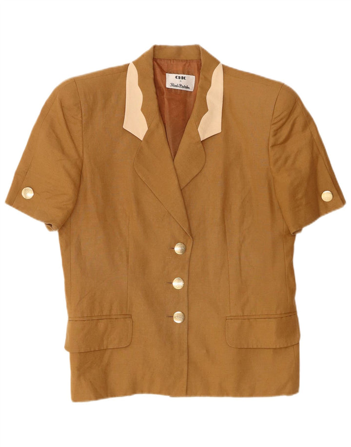 Renato Balestra Damen 3-Knopf-Blazerjacke UK 12 Mittelbeige