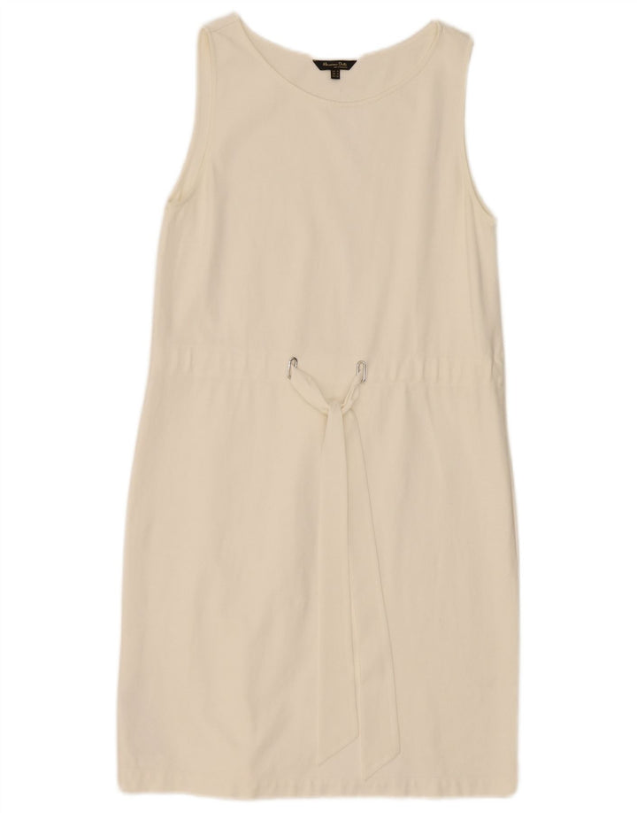 Massimo Dutti Damen Ärmelloses Etuikleid UK 12 Mittelweißes Polyester