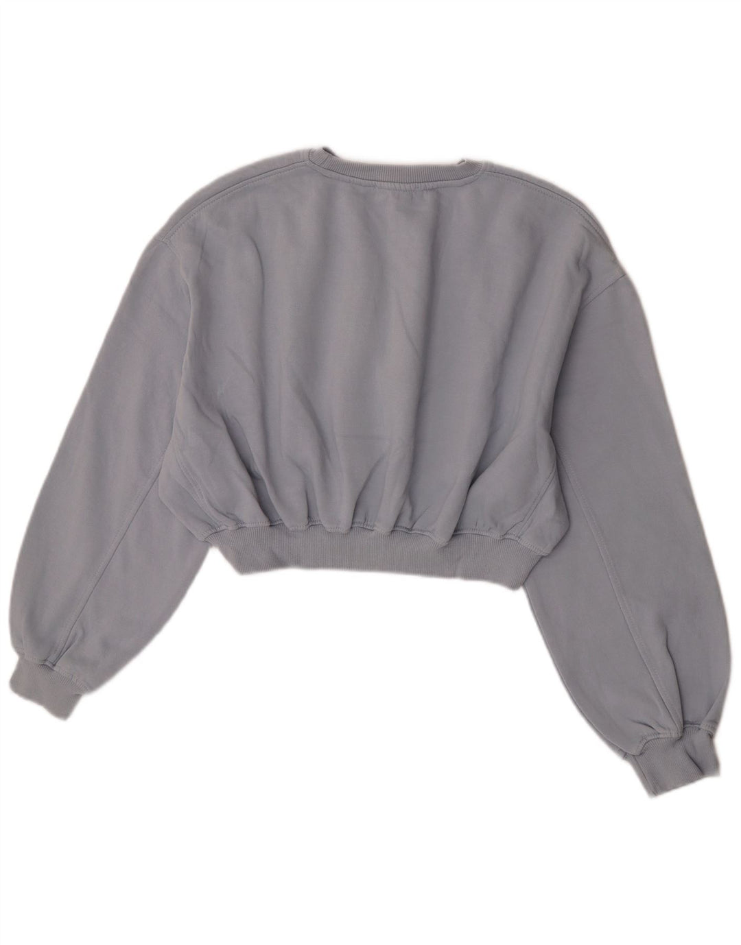 Zara Damen Crop Sweatshirt Pullover UK 14 Mittelgraue Baumwolle