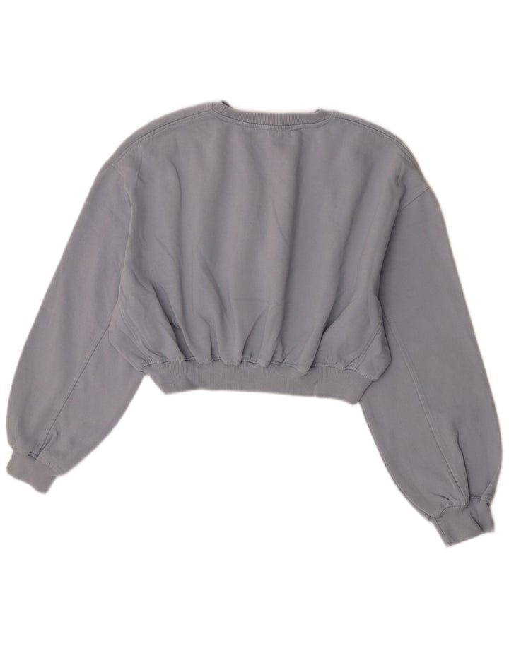 Zara Damen Crop Sweatshirt Pullover UK 14 Mittelgraue Baumwolle