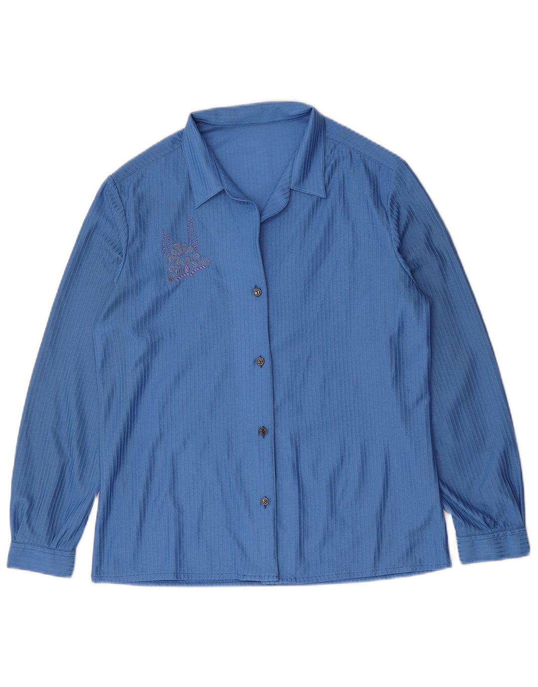 Vintage Damen Shirt UK 14 Mittelblau gestreift