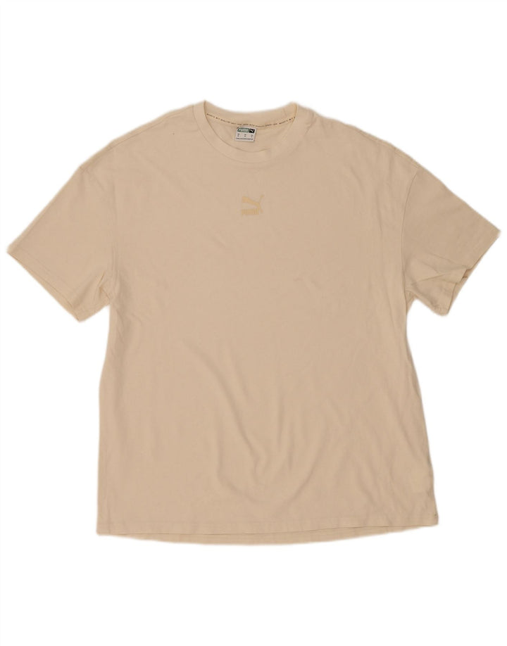 PUMA Mens T-Shirt Top Medium Beige Cotton