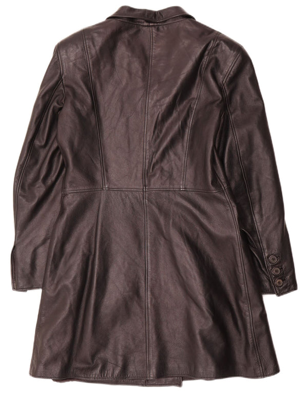 Vintage Damen Ledermantel IT 44 Medium Schwarz