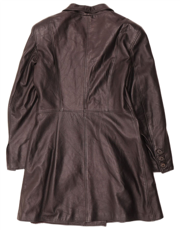 Vintage Damen Ledermantel IT 44 Medium Schwarz