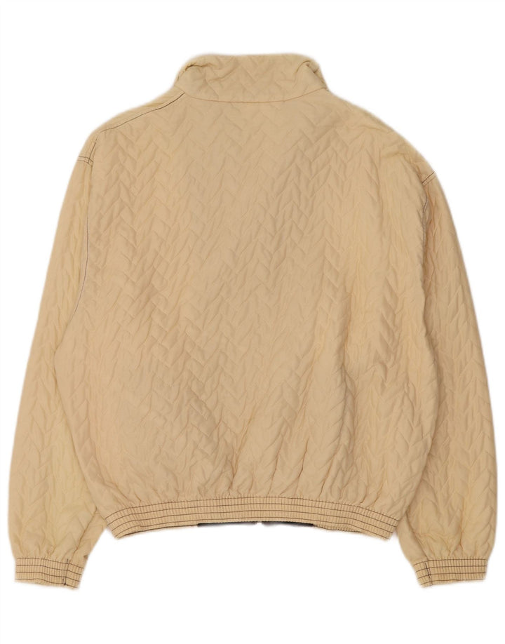 VINTAGE Damen Bomberjacke UK 16 Large Beige Polyester