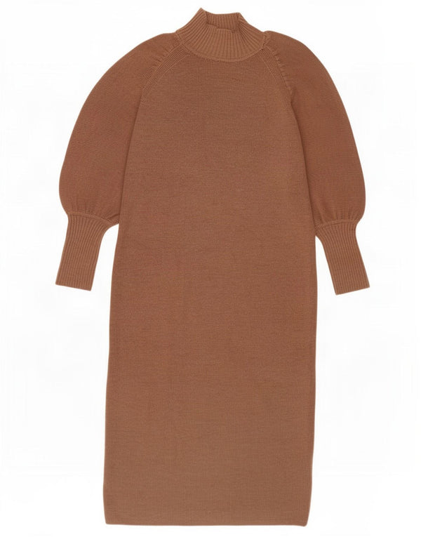 Whistles Langarm-Pulloverkleid für Damen UK 12 Mittelbraune Merinowolle