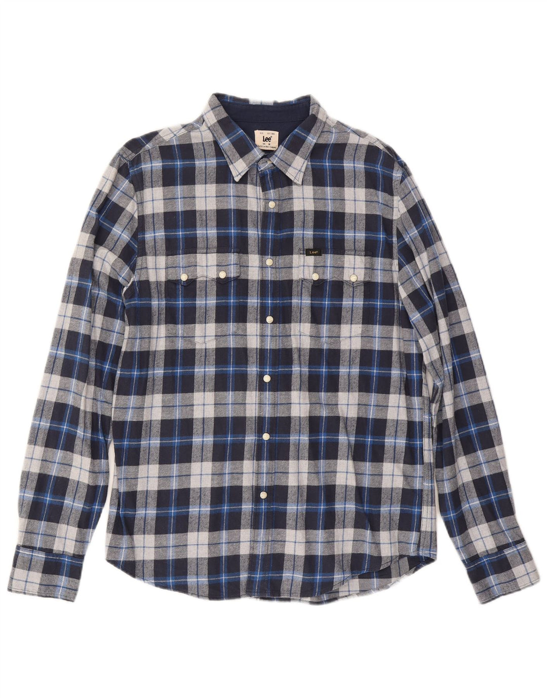 Lee Herren-Flanellhemd mit normaler Passform, mittelblau karierte Baumwolle
