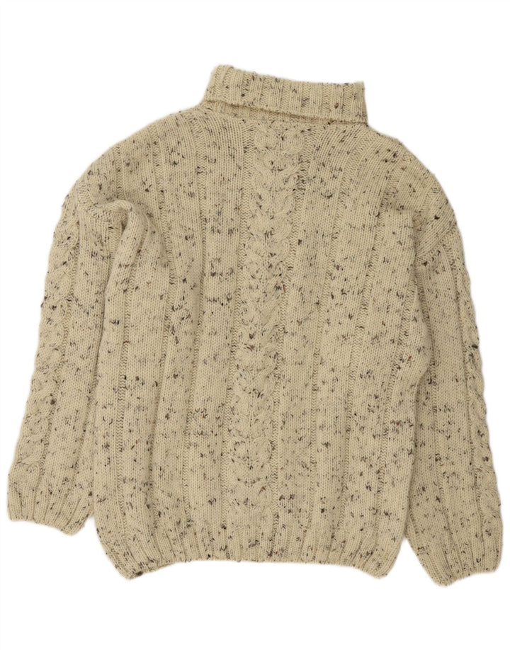 Kappa Herren-Pullover mit Rollkragen, groß, cremefarbene gesprenkelte Wolle