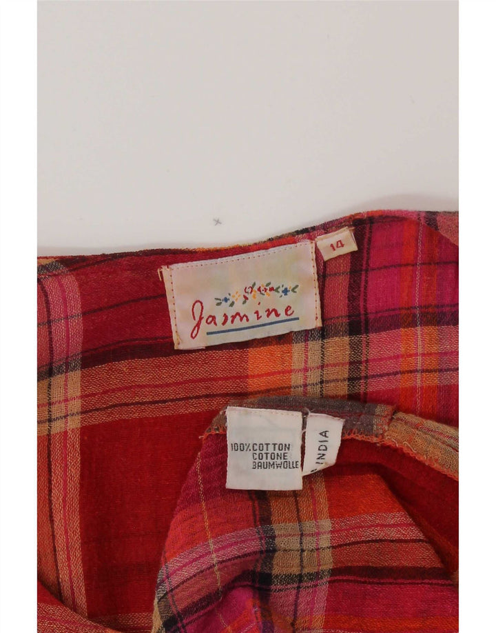 Vintage Damen A-Linie Kleid UK 14 Medium Mehrfarbig Patchwork Baumwolle