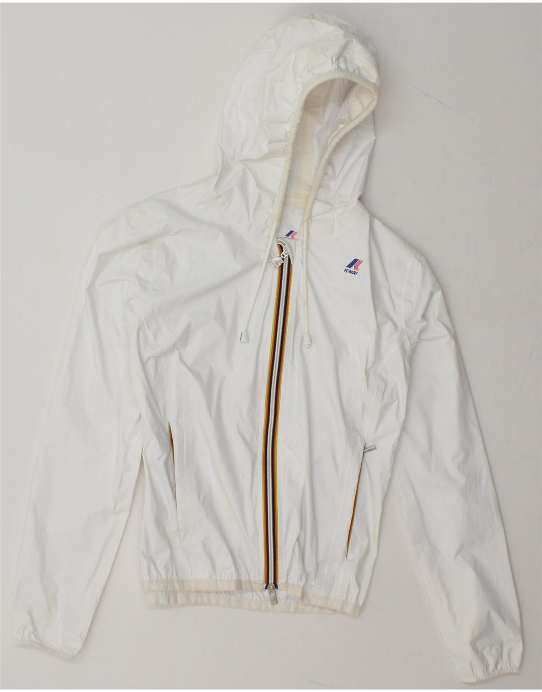 K-WAY Girls Hooded Rain Jacket 6-7 Years White Polyamide Vintage K-Way and Second-Hand K-Way from Messina Hembry 
