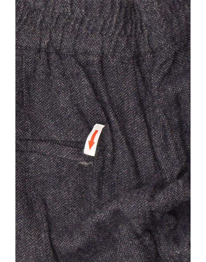 Zara Damen-Jogginghose, Größe M, W28, L27, Marineblau, Viskose mit Fischgrätenmuster