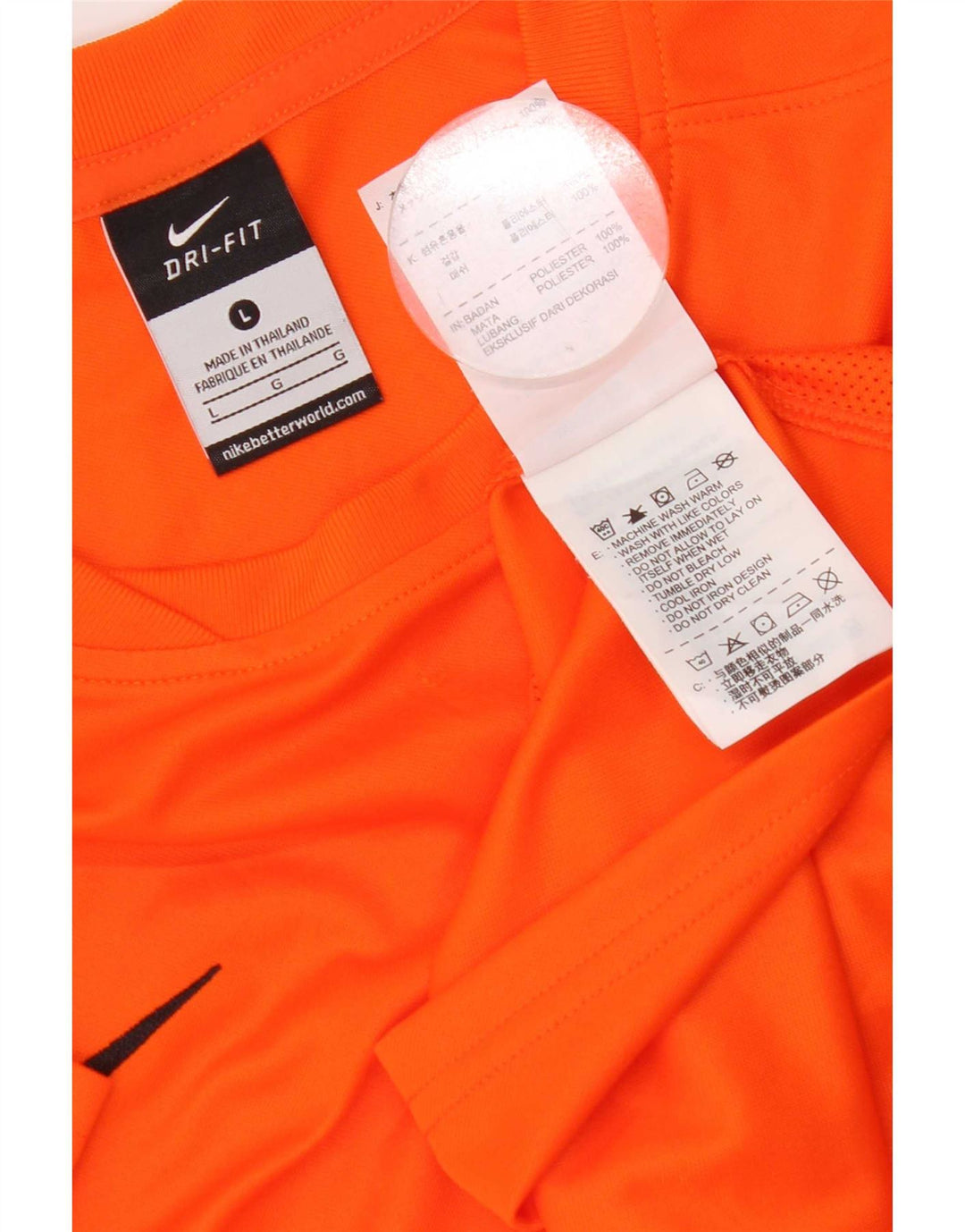 Nike Damen-T-Shirt mit Grafik, groß, orangefarbenes Polyester
