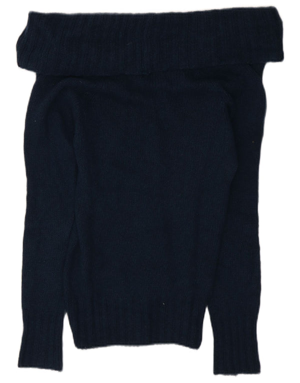 Massimo Dutti Rollkragenpullover für Damen, UK 10, Größe S, marineblaue Wolle