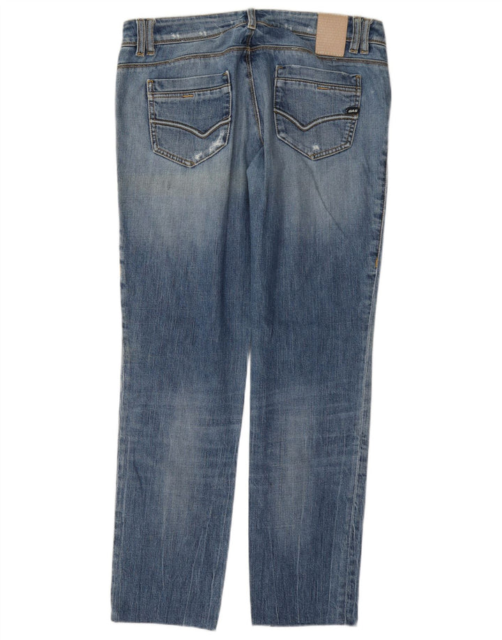 Gas Damen Distressed Straight Jeans W30 L30 Blaue Baumwolle