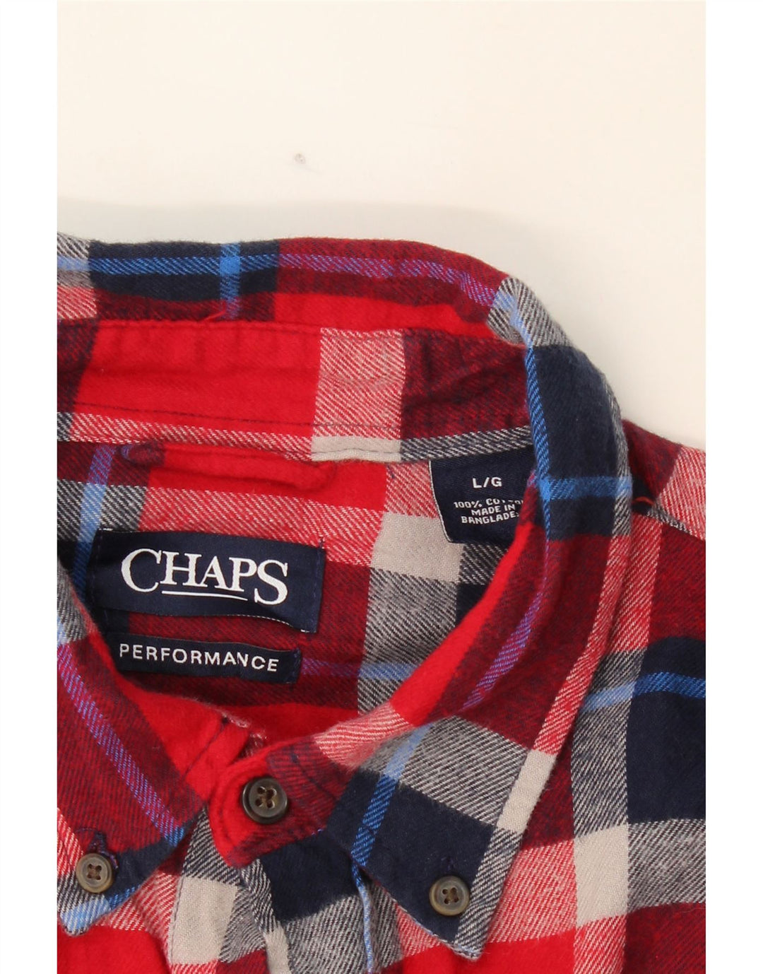 CHAPS Mens Flannel Shirt Large Red Check Cotton Vintage Chaps and Second-Hand Chaps from Messina Hembry 