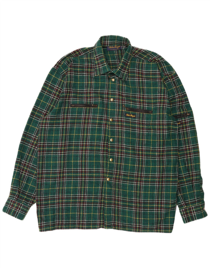 Vintage Herren Overshirt Flanellhemd 2XL grün kariert