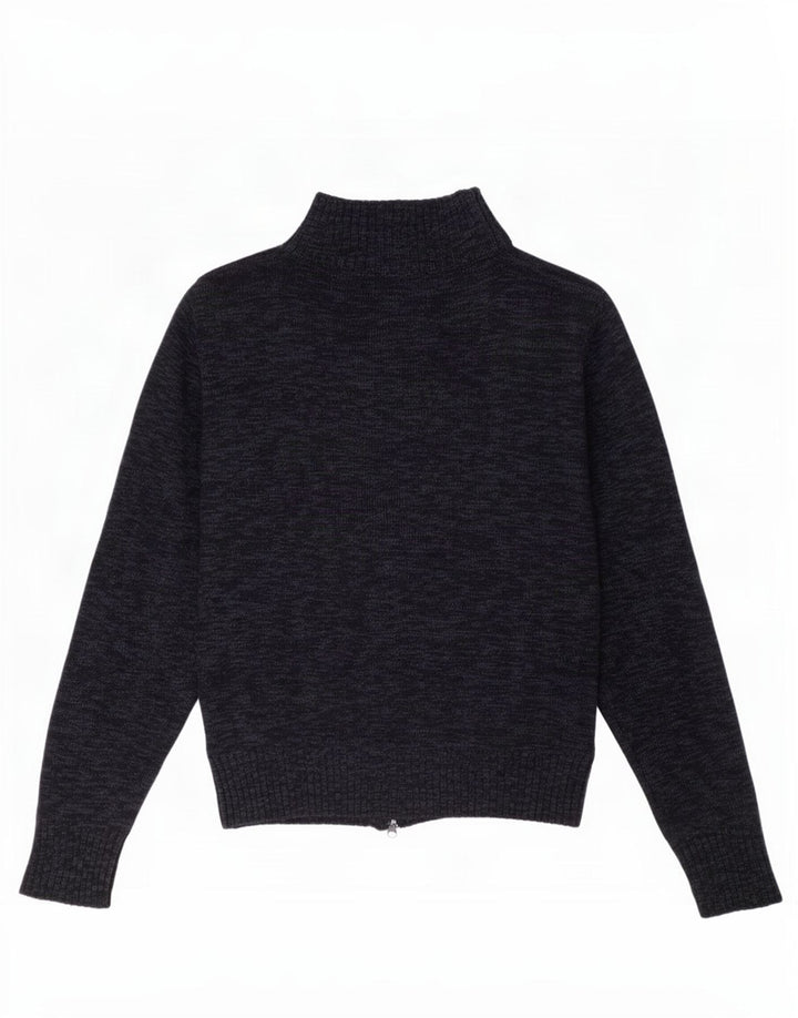 Rifle Herren-Cardigan-Pullover aus mittelblauer, gesprenkelter Wolle