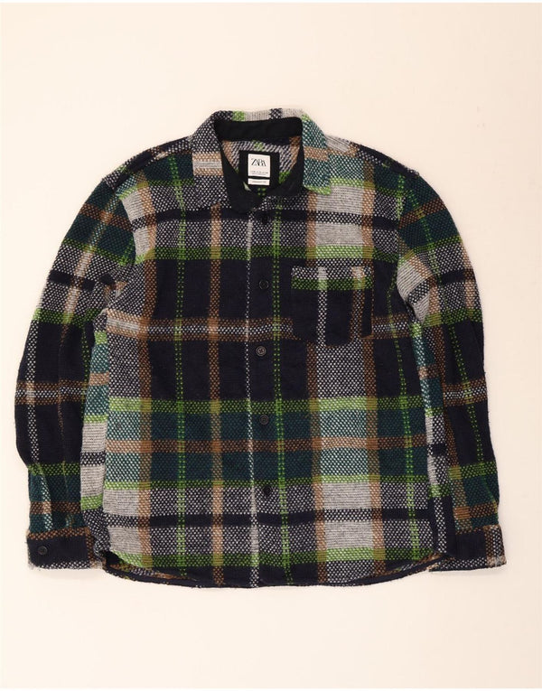 Zara Herren-Overshirt-Hemd XL, mehrfarbig, kariert, Polyester