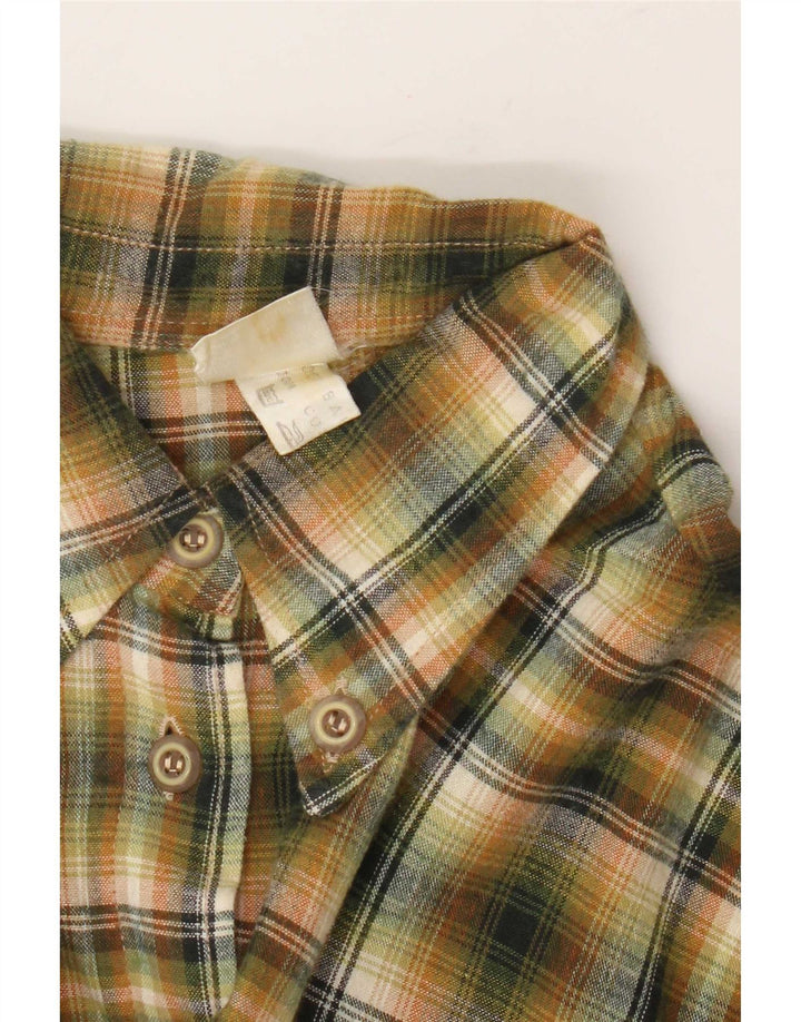 Vintage Damen Flanellhemd IT 48 XL grün kariert Baumwolle