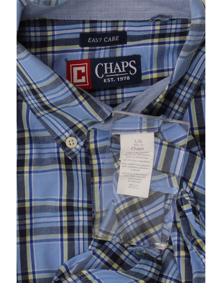 Chaps Herren-Kurzarmhemd, groß, blau kariert, Baumwolle