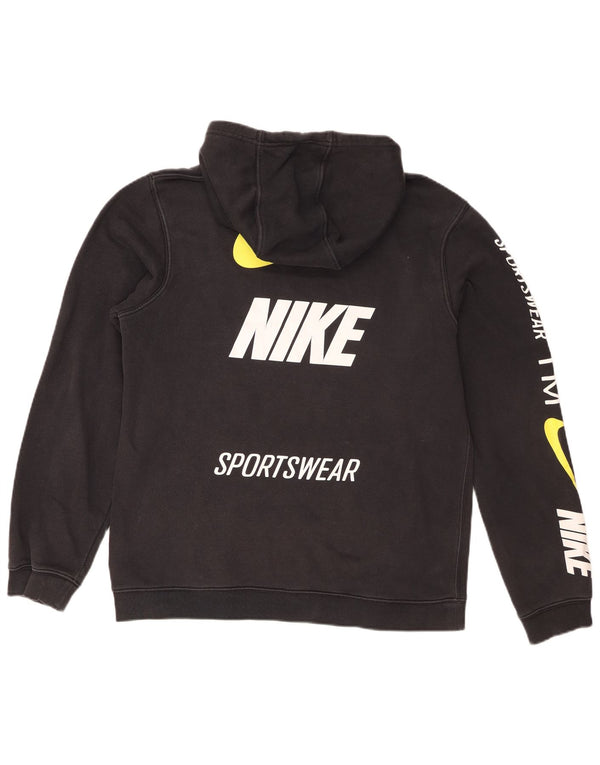Nike Mens Graphic Hoodie Jumper Medium Black Cotton