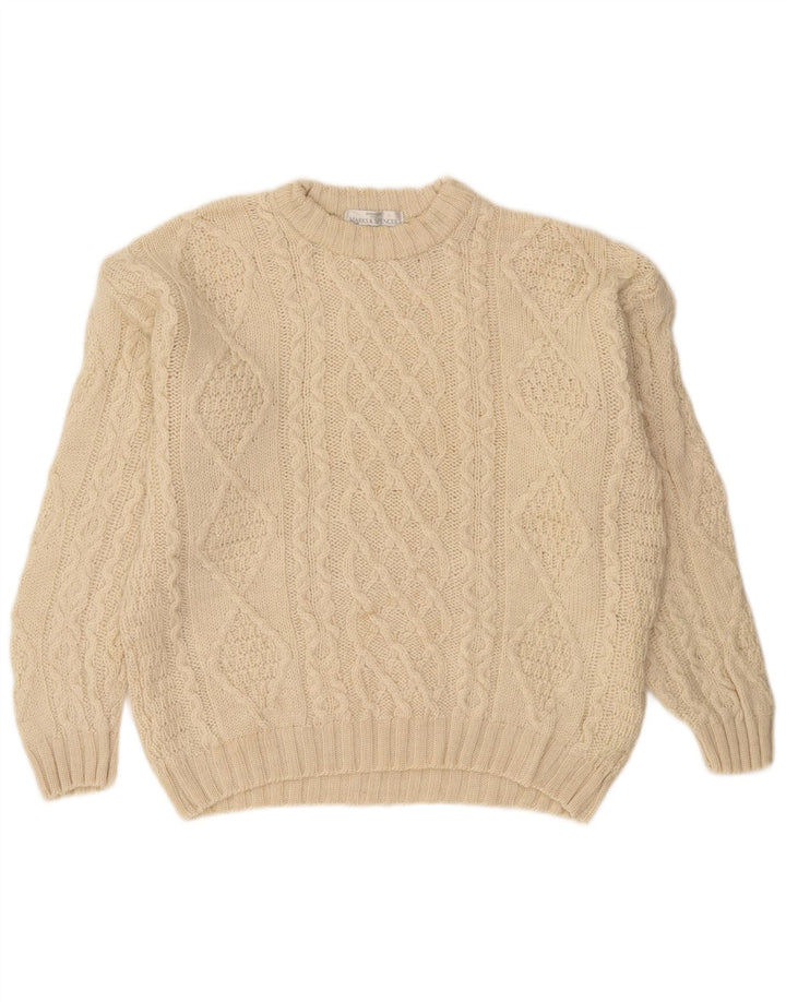 Marks & Spencer Herren-Pullover mit Rundhalsausschnitt, 2XL, beige Wolle