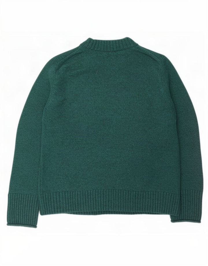 Jigsaw Damen-Pullover mit Rundhalsausschnitt, UK 14, mittelgrüne Wolle