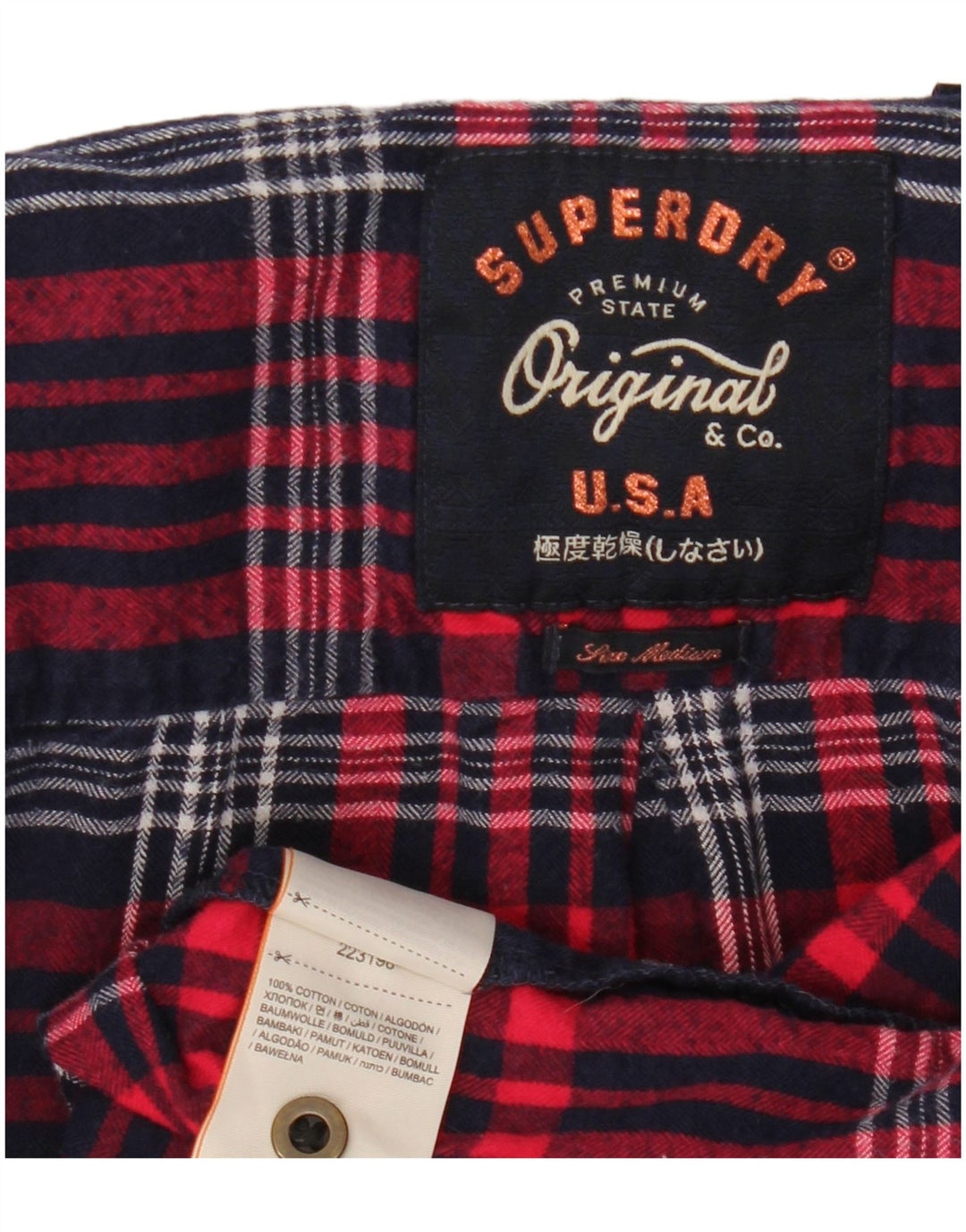 Superdry Damen Flanellhemd UK 14 Mittelrot karierte Baumwolle
