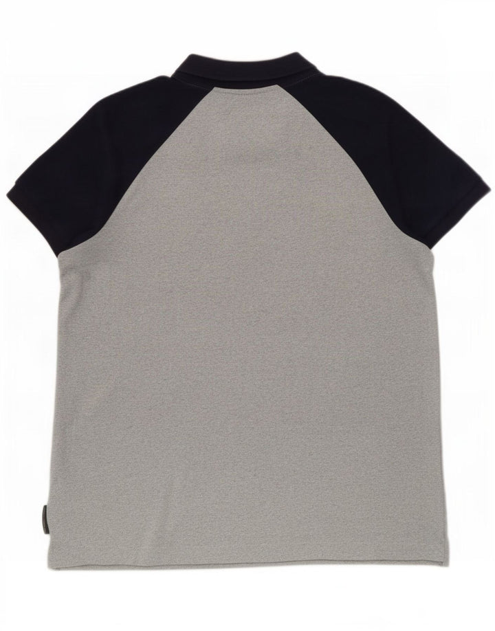 French Connection Herren-Poloshirt XL, graues Colourblock-Polyester