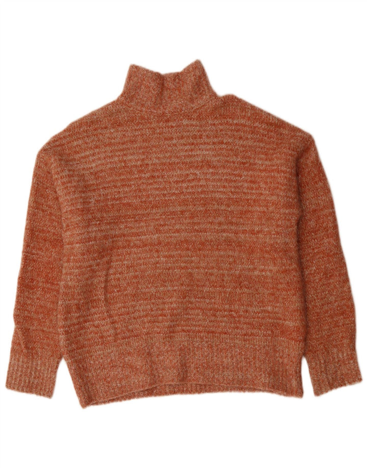ZARA Damen-Pullover, übergroß, Rollkragenpullover, Gr. 6, XS, Orange, Polyester