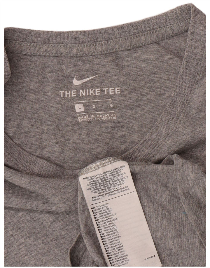 NIKE Mens T-Shirt Top Large Grey Cotton