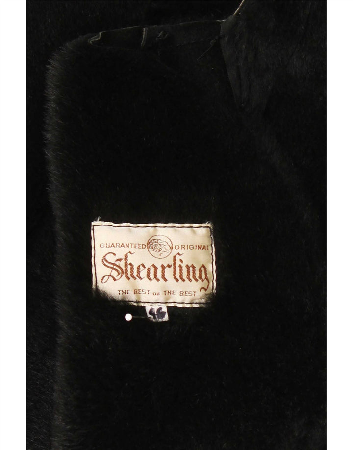 Vintage Damen Übergroßer Shearling-Mantel IT 46 Großer schwarzer Shearling