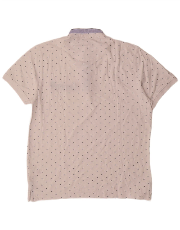 Pierre Cardin Herren-Poloshirt mit abstraktem Muster, groß, aus weißer Baumwolle