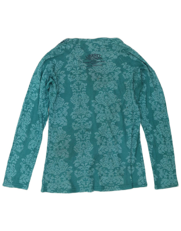 Harley Davidson Damen Top Langarm UK 14 Große blaue Paisley-Baumwolle