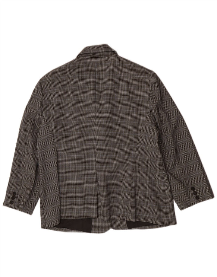 Luisa Spagnoli Damen 3-Knopf-Blazerjacke IT 50 XL grau karierte Wolle