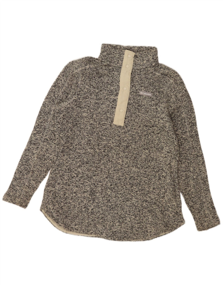 Columbia Herren-Sweatshirt mit Knopfkragen, großes, grau meliertes Polyester